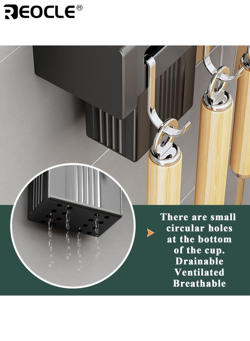 REOCLE Stainless Steel Wall Mounted Kitchen Knife Rack with 8 Hook Holder Detachable Storage Rack for Knives Chopsticks Drilled and Non-Drilled Installation for Home Use - Image 3