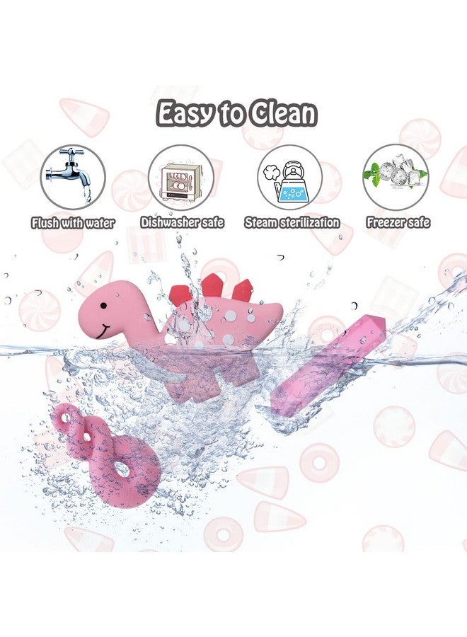 MaberryTech Direct Chew Necklace for Sensory Kids Girls, 5 Pack Chewy Necklace Sensory Chew Toys for Autistic Children or Adults with ADHD, SPD, Anxiety, Silicone Pink Dinosaur Stim Toy - BPA Free - Image 2