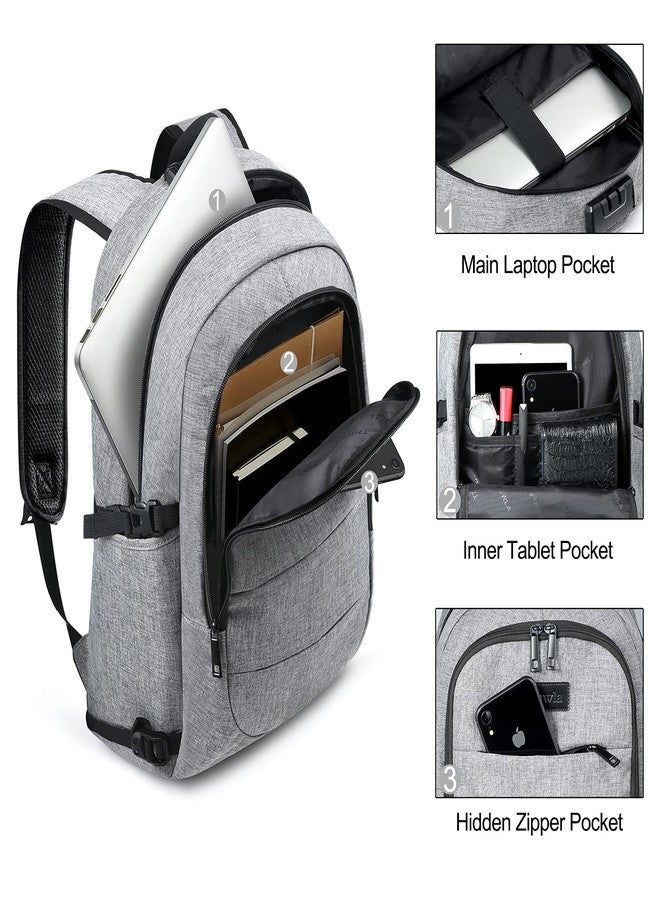 Tzowla Laptop Backpack for Women Men,Water Resistant Anti-Theft College Travel Backpack with USB Charging Port and Lock 15.6 Inch Computer Backpacks,Business Casual Hiking Daypack (A-Grey) - Image 3