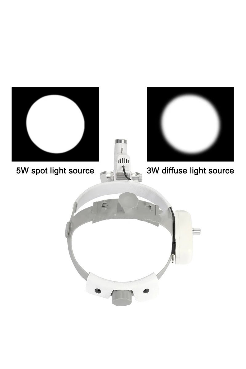 عدسة مكبرة للأسنان 2.5x 3.5x مصباح أمامي جراحي 5 واط مصباح أمامي لاسلكي مكبر للأسنان مكبر جراحي أسود - نطاق 3.5x - Image 5