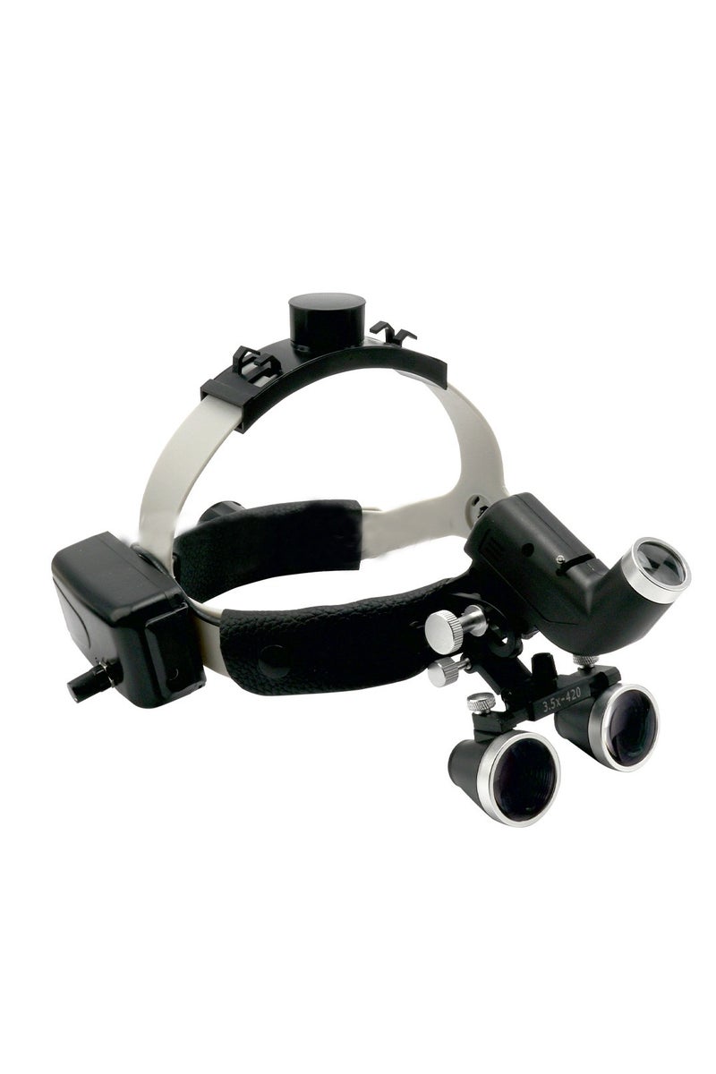 عدسة مكبرة للأسنان 2.5x 3.5x مصباح أمامي جراحي 5 واط مصباح أمامي لاسلكي مكبر للأسنان مكبر جراحي أسود - نطاق 3.5x - Image 1