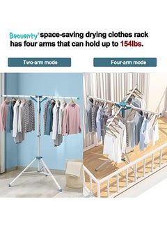 Beauenty Folding Clothes Drying Racks, Portable Laundry Drying Racks, Foldable Clothes and Linens Hanging and Drying Rack, Clothing Drying Rack Stand for Hanging Clothes Socks Indoor Outdoor (A)  - Image 4