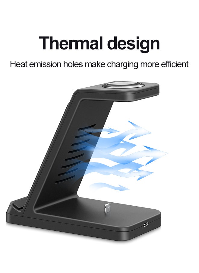 MiOne 3 in 1 15W Wireless Fast Charging Station Black  - Image 4