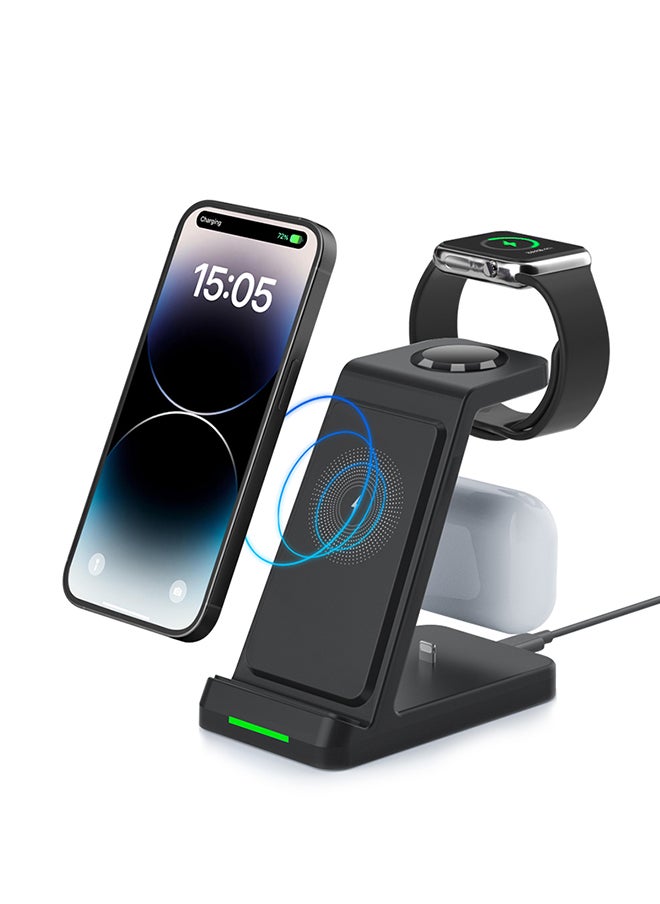 MiOne 3 in 1 15W Wireless Fast Charging Station Black  - Image 5