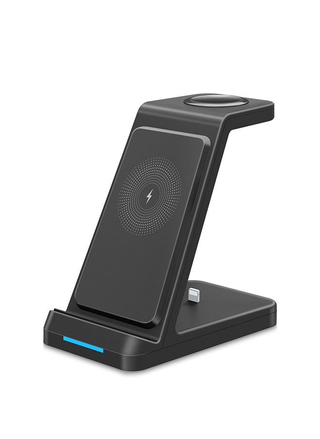 MiOne 3 in 1 15W Wireless Fast Charging Station Black  - Image 1