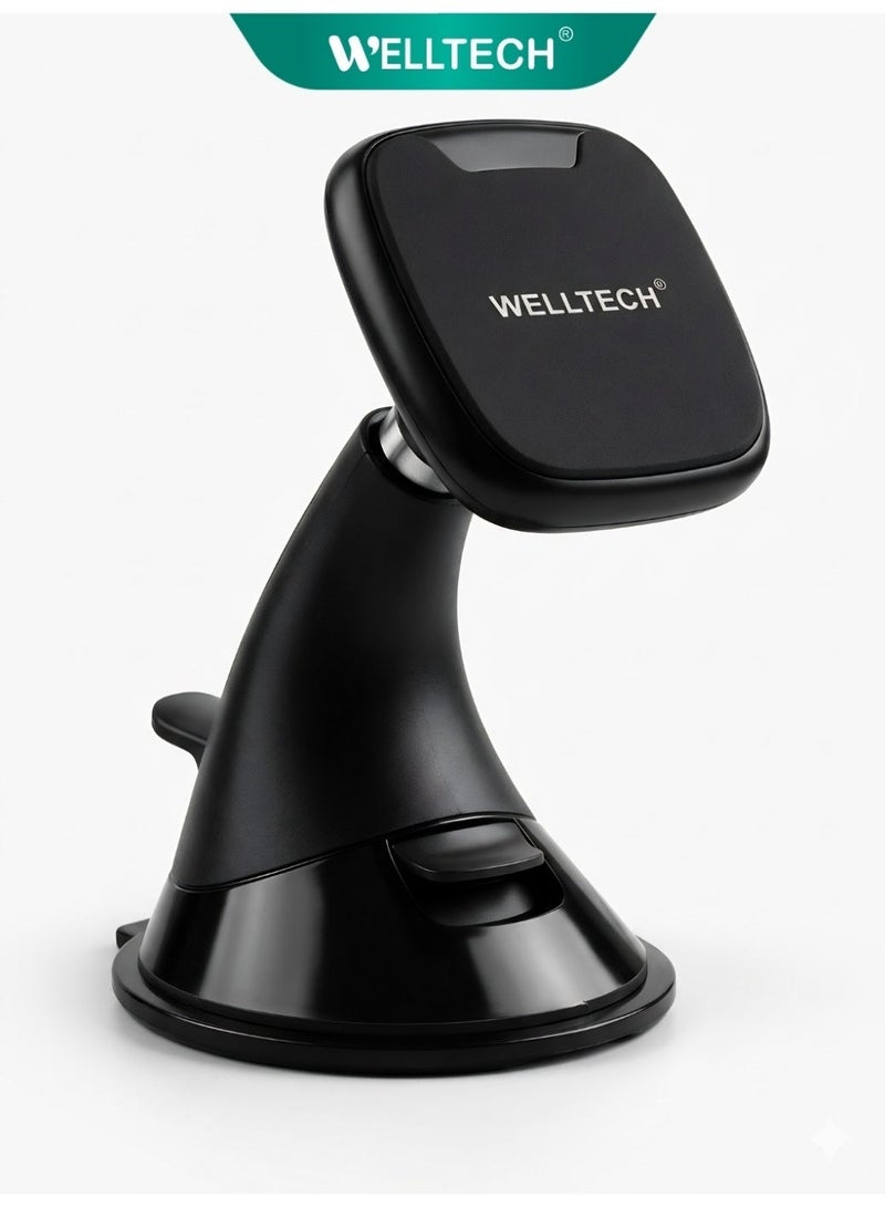 WELLTECH Magnetic Car Phone Holder Dashboard Windshield Mount 360° Rotation Strong Suction Universal Mobile Holder – WELLTECH HOL922 - Image 1