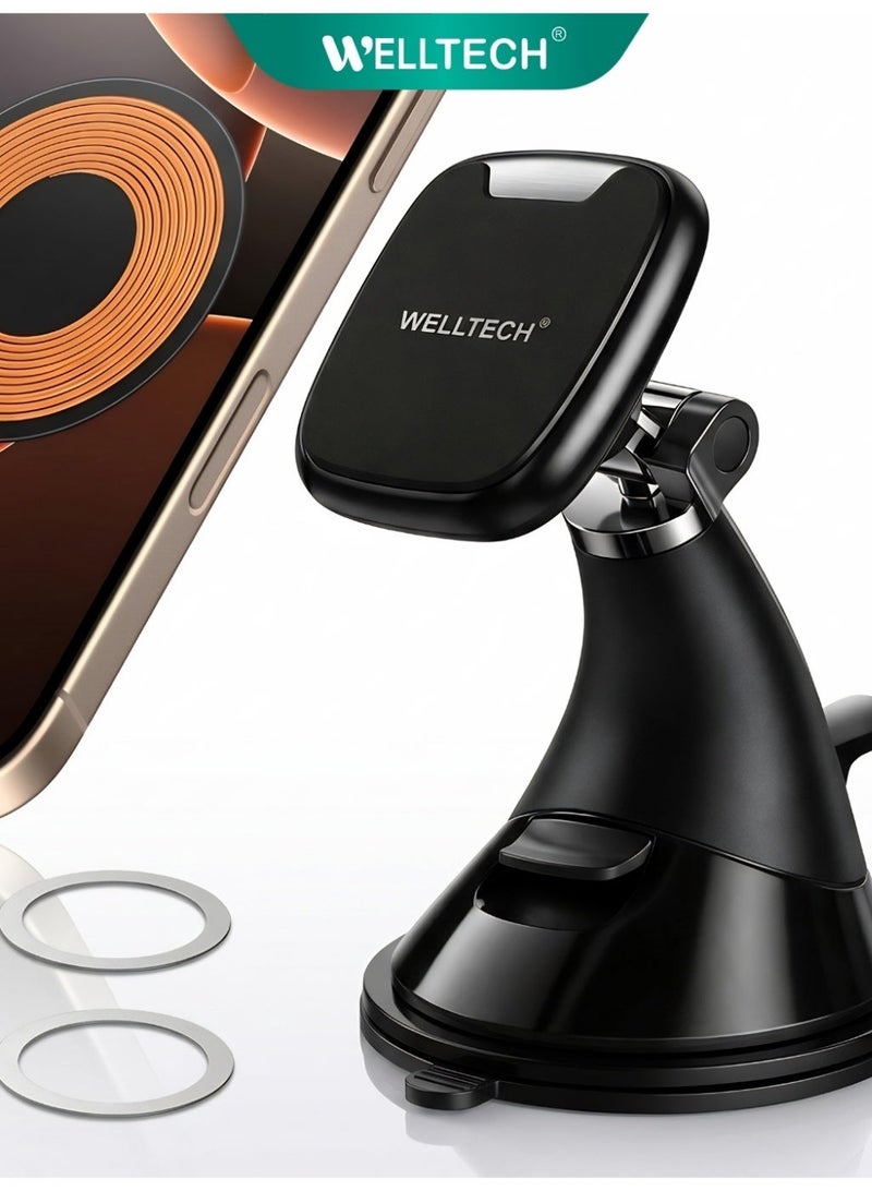 WELLTECH Magnetic Car Phone Holder Dashboard Windshield Mount 360° Rotation Strong Suction Universal Mobile Holder – WELLTECH HOL922 - Image 2