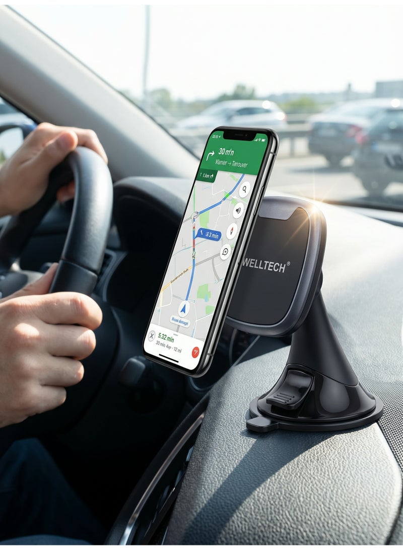 WELLTECH Magnetic Car Phone Holder Dashboard Windshield Mount 360° Rotation Strong Suction Universal Mobile Holder – WELLTECH HOL922 - Image 5