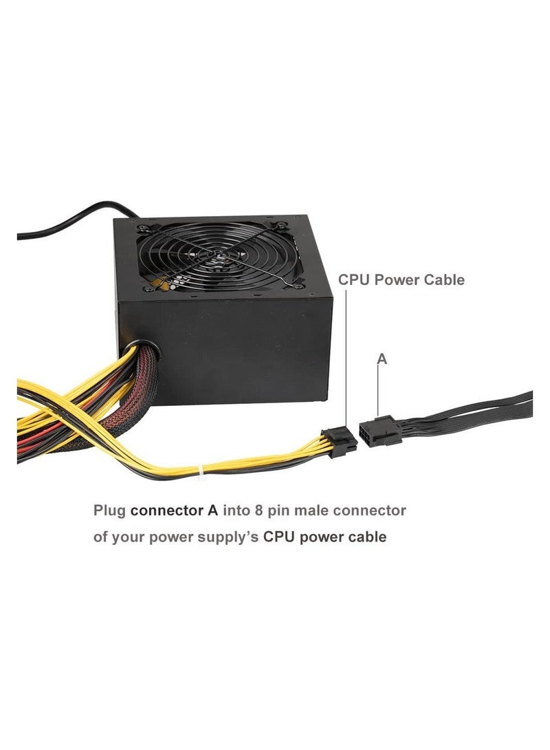 Captaintech 10.6 inch 12V CPU 8 Pin to ATX 8 Pin Power Extension Cable, ATX 4 Pin Male Power Supply Extension Cable 8 Pin Female to ATX 8 Pin CPU Power Cable Power Cable Extension for Motherboard 10.6 inch - Image 2