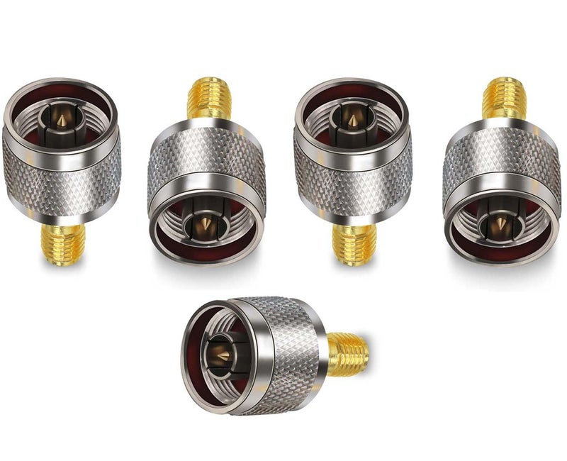 ABONIX N Male to BNC Female Coax Adatper, N-Type Male Plug to BNC Female Jack RF Coaxial Connector (Pack of 5) - Image 1