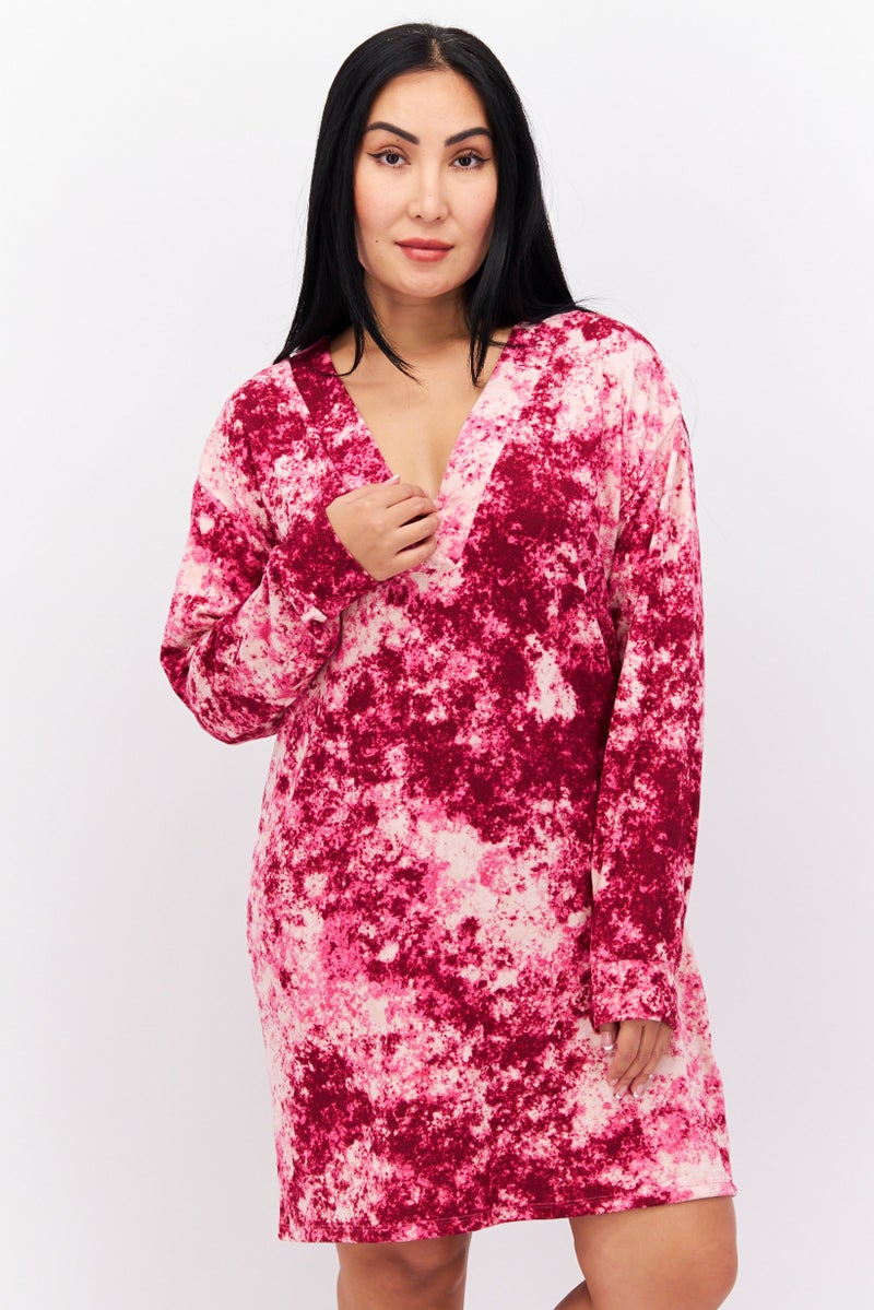 Jenni Intimates Women Tie Dye Sleepwear Dress, Purple - Image 1