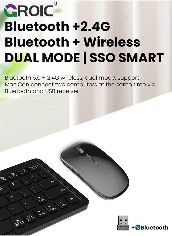 GROIC Foldable Bluetooth Keyboard and Mouse Combo, Rechargeable Wireless Ultra Slim Pocket Size, Compatible with iOS Windows Android, for Computer PC Laptop MacBook iPad iPhone Smartphone Tablet  - Image 5