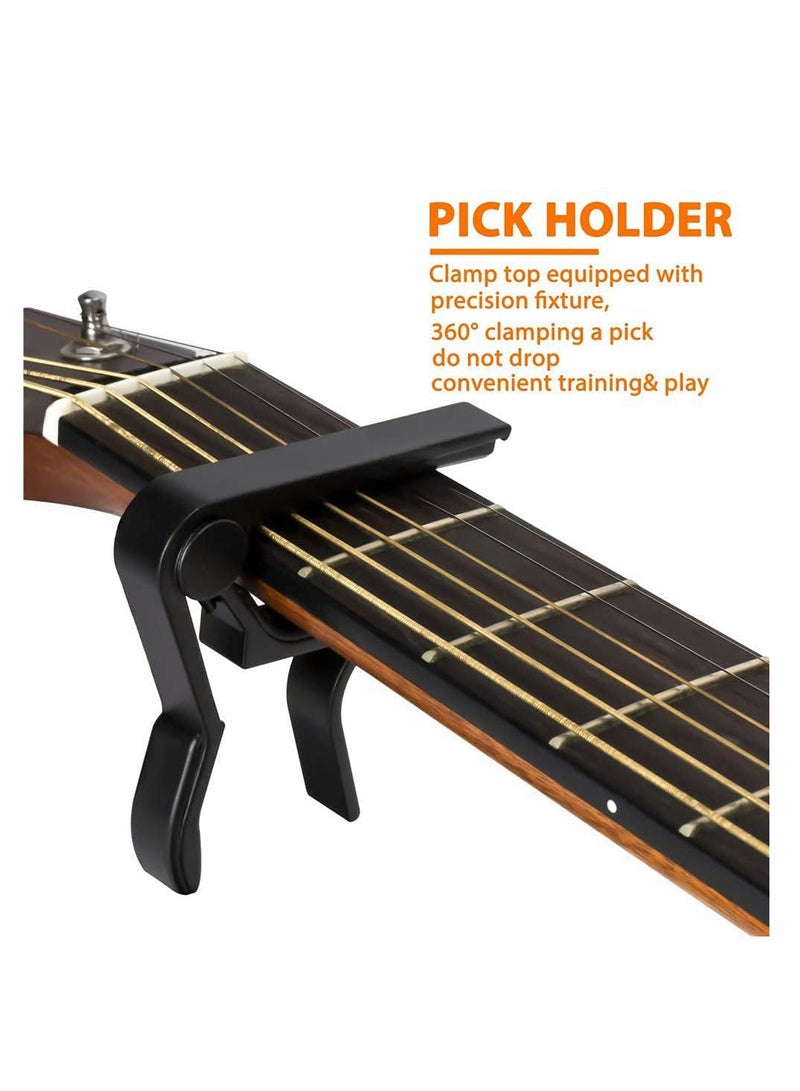 SOLARAE Guitar Picks Guitar Capo Acoustic Guitar Accessories Trigger Capo Key Clamp Black With 6 Pcs Guitar Picks - Image 2