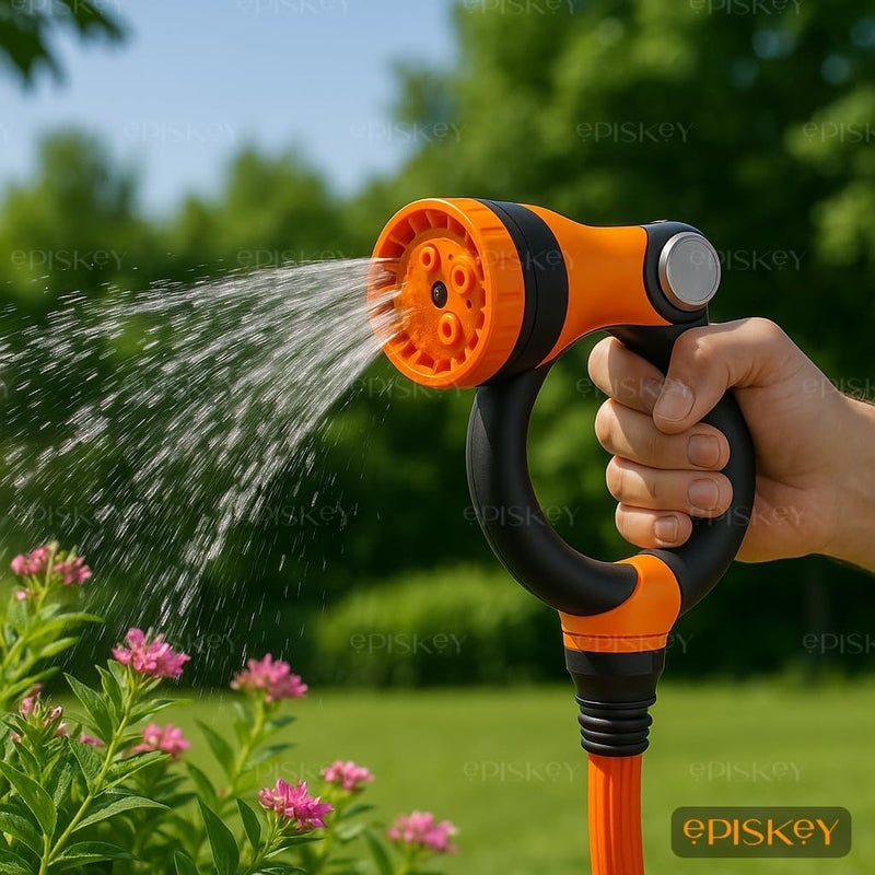 Episkey Garden Hose Nozzle Spray Gun – 8 Adjustable Modes | High Pressure Water Spray Gun with Comfort Ring Handle, Leak-Proof, Rust-Free, for Car Wash, Plants & Lawn Watering (E_DOLPHIN) - Image 3