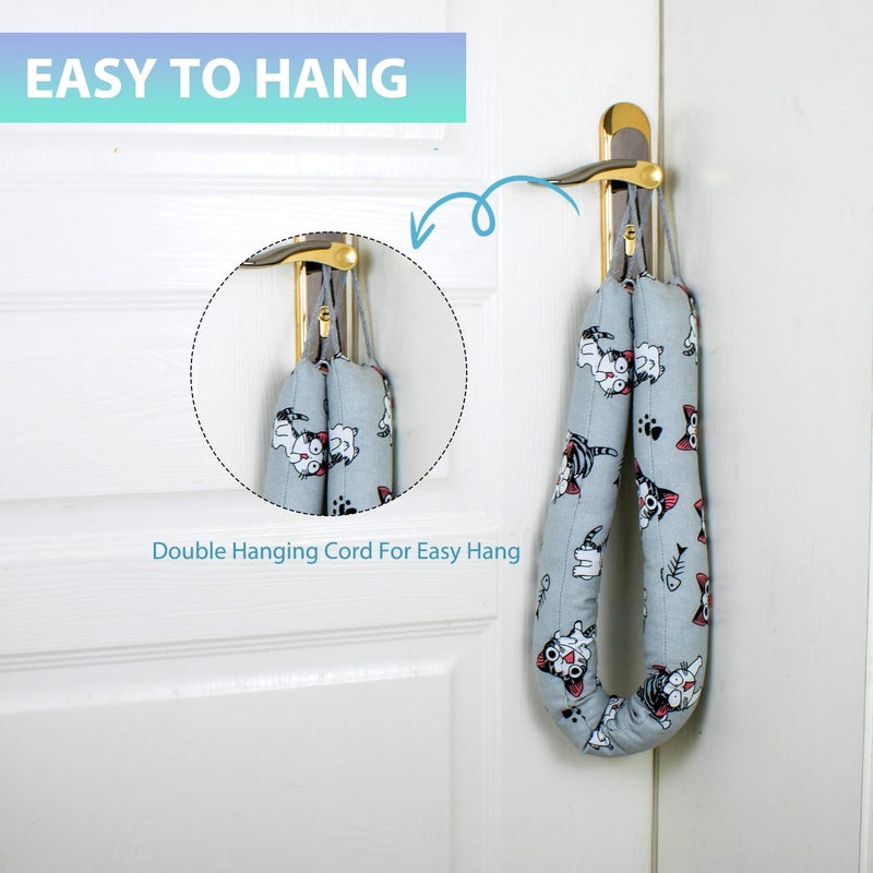 SANFERGE Weighted Door Draft Stopper, 2 Pack 36 Inch Under Door Blocker, Bottom of Door Window Air Noise Light Gap Filler, Saving Energy Cartoon Print Canvas Cotton 2.2Lb - Image 4