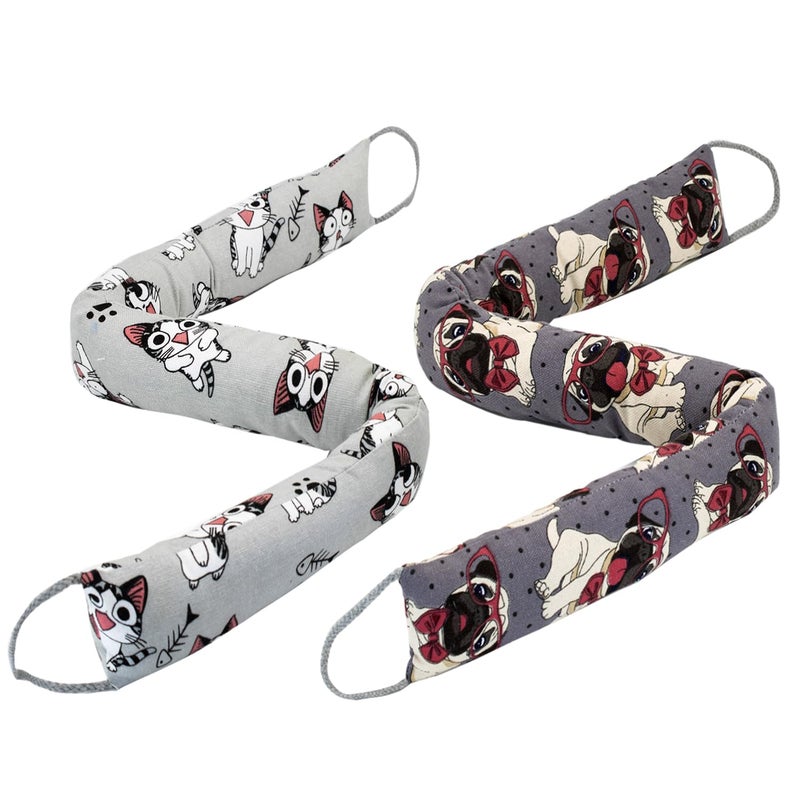SANFERGE Weighted Door Draft Stopper, 2 Pack 36 Inch Under Door Blocker, Bottom of Door Window Air Noise Light Gap Filler, Saving Energy Cartoon Print Canvas Cotton 2.2Lb - Image 1