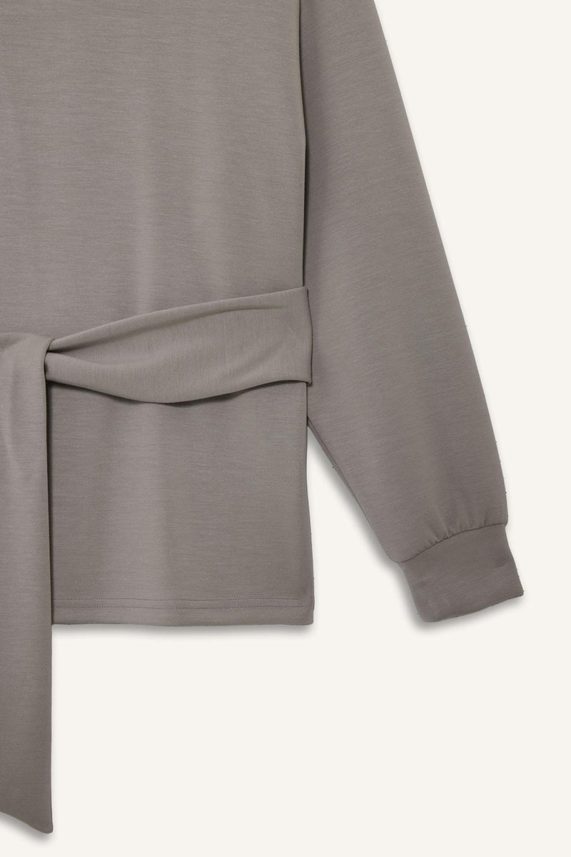 DeFacto Beige Woman Fall in Love Modal Belted Sweatshirt Casual - Image 4