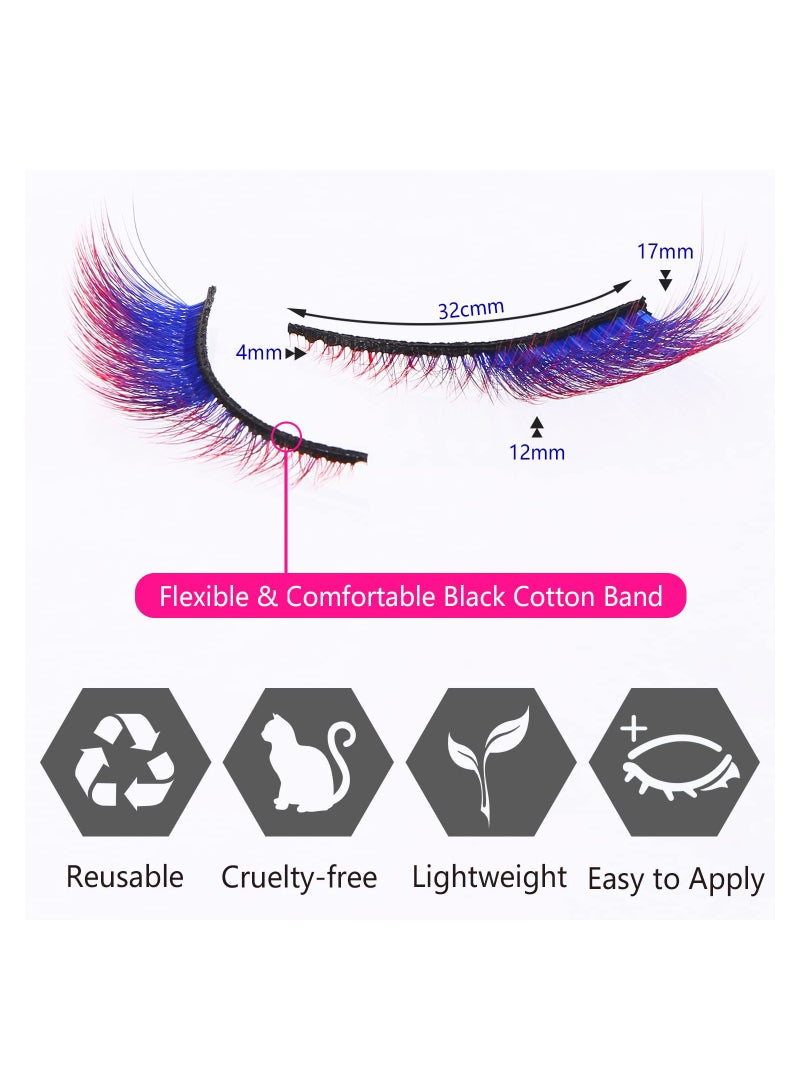 Zikra 7 Pairs Colored Cat Eye False Eyelashes, Wings Cat Eye Lashes Natural Look Fox Eyelashes Adhesives Makeup Eye  Lashes Extension Fairy Eyelash - Image 3