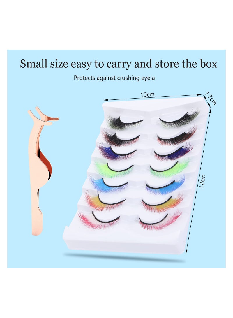 Zikra 7 Pairs Colored Cat Eye False Eyelashes, Wings Cat Eye Lashes Natural Look Fox Eyelashes Adhesives Makeup Eye  Lashes Extension Fairy Eyelash - Image 5