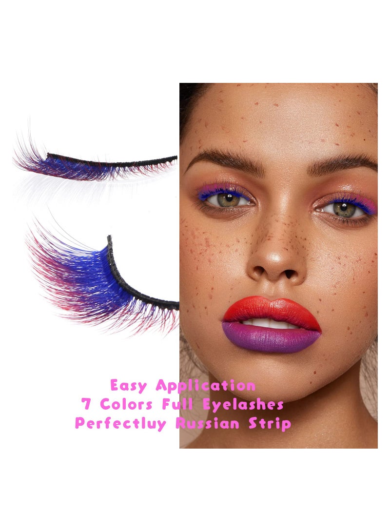 Zikra 7 Pairs Colored Cat Eye False Eyelashes, Wings Cat Eye Lashes Natural Look Fox Eyelashes Adhesives Makeup Eye  Lashes Extension Fairy Eyelash - Image 2