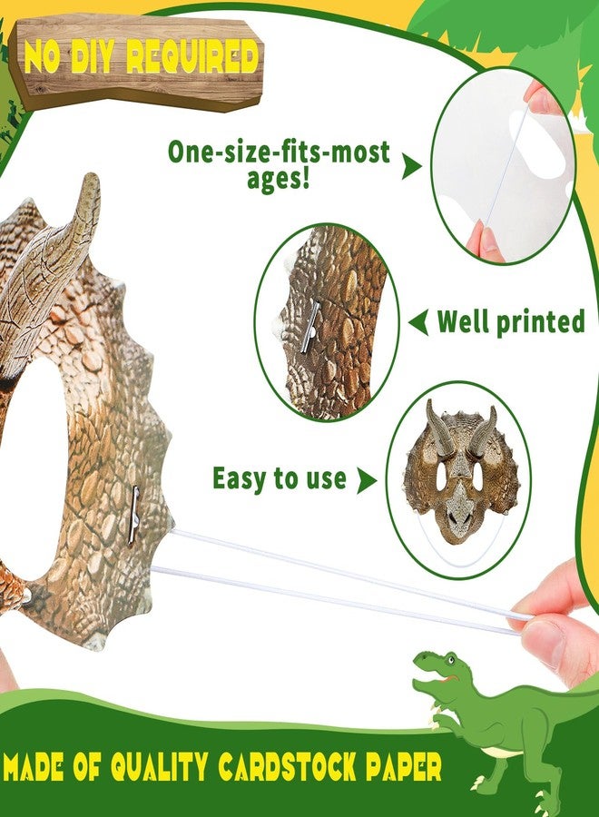 Minatee 24 Pieces Jurassic Dinosaur Masks Birthday Decorations for Kids Party Supplies Animal Party Mask Theme Birthday Gifts for Boys Girls - Image 4