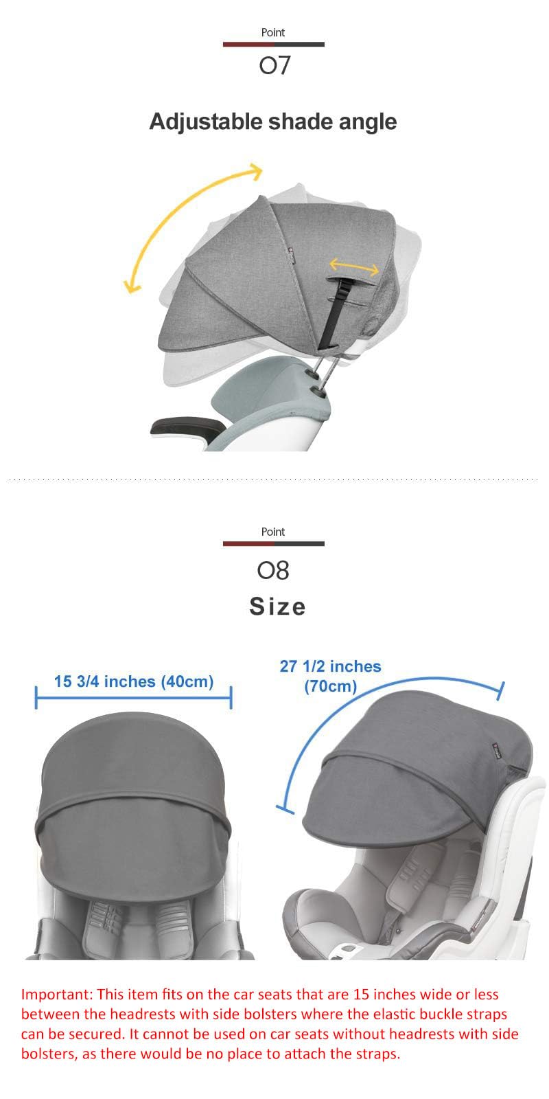 Manito Sun Shade Extender/Auxiliary Canopy for Car Seat (Beige) - Image 3