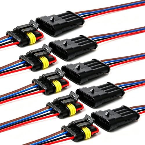 YETOR 16 AWG Way Car Waterproof Electrical Connector4 pin Plug Auto Electrical Wire Connectors Marine for Car Truck Boat and Other Wire Connections5 Pack - Image 1
