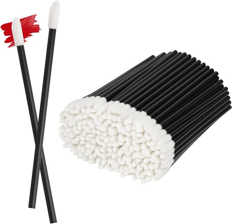 Ruby Face RUBYFACE Lip Brush, Lips Applicator/Disposable Makeup Lip Brushes, Lips Wands Lip Brush Applicator Lipstick Brush Lip Gloss Applicator Mascara Brush Makeup Tool, (BLACK, 12 - Pcs) - Image 1