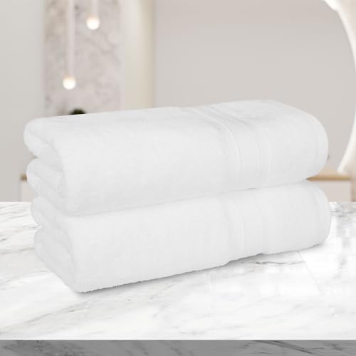 Trident Soft Comfort Air Rich 100% Cotton Towels for Bath, 500 GSM Large Size Bathroom Towels for Men/Women, 2 Pc Bath Towel Set (69cm x 137cm), White - Image 4