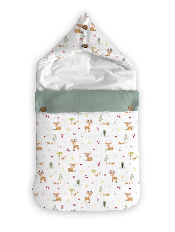 haus & kinder 3 in 1 Baby Sleeping Bag & Carry Nest | Cotton Bedding Set for Infants & New Born Baby | Portable/Travel & Skin Friendly | 0-6 Months (Whimiscal Woodland) - Image 5