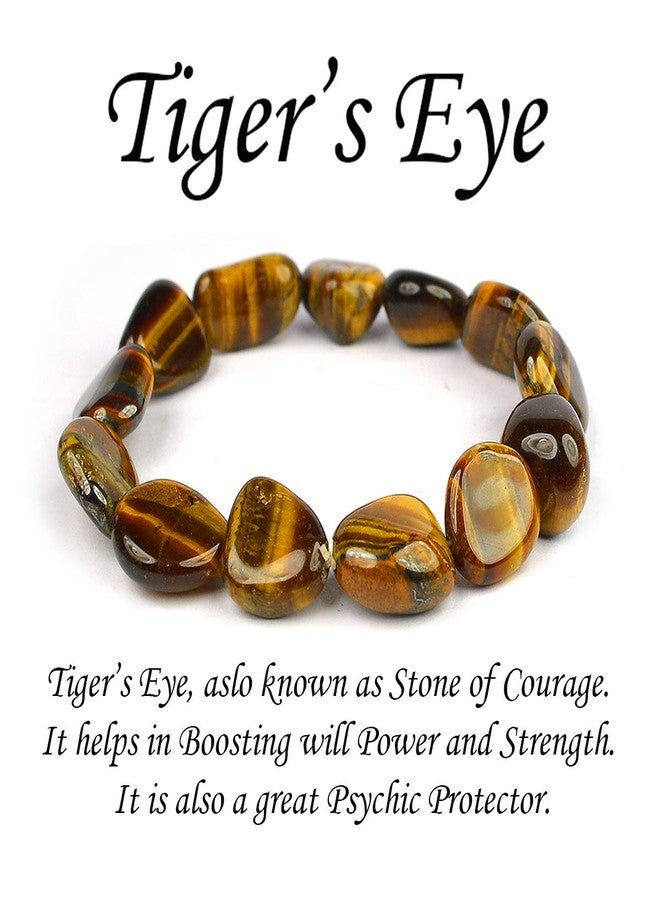 Crystu Natural Tiger Eye Bracelet Tumble Bead Crystal Stone Bracelet for Courage Protector and Will Power - Image 4