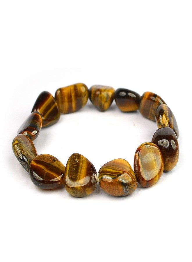 Crystu Natural Tiger Eye Bracelet Tumble Bead Crystal Stone Bracelet for Courage Protector and Will Power - Image 2