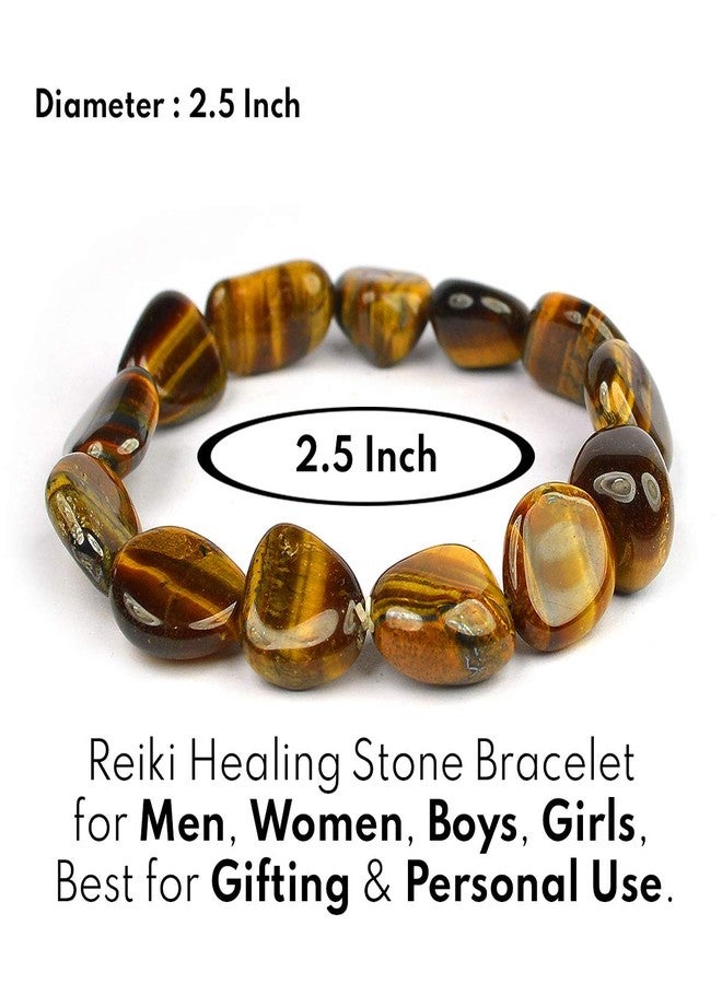 Crystu Natural Tiger Eye Bracelet Tumble Bead Crystal Stone Bracelet for Courage Protector and Will Power - Image 3