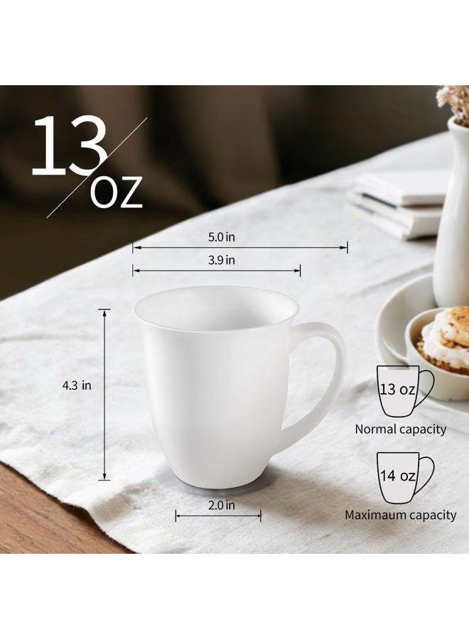 COSTMANCE Fine Bone China Coffee Mugs Set of 4, 13 Oz White Tea Cups with Outwardly Tilted Rim, Wide Mouth Lightweight Ceramic Coffee Mugs, DIY Gifts for Coffee & Tea Lovers - Image 2