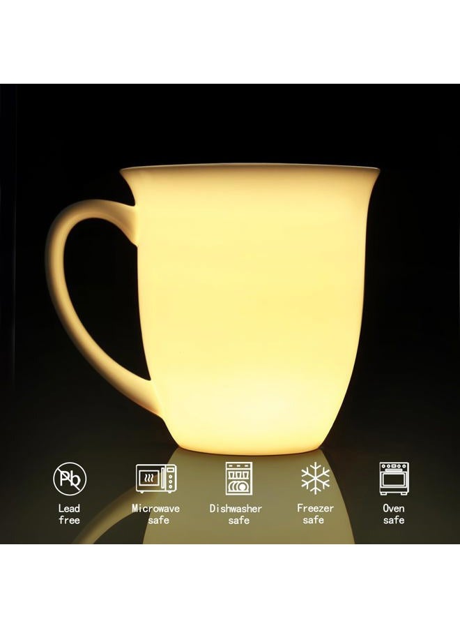 COSTMANCE Fine Bone China Coffee Mugs Set of 4, 13 Oz White Tea Cups with Outwardly Tilted Rim, Wide Mouth Lightweight Ceramic Coffee Mugs, DIY Gifts for Coffee & Tea Lovers - Image 3