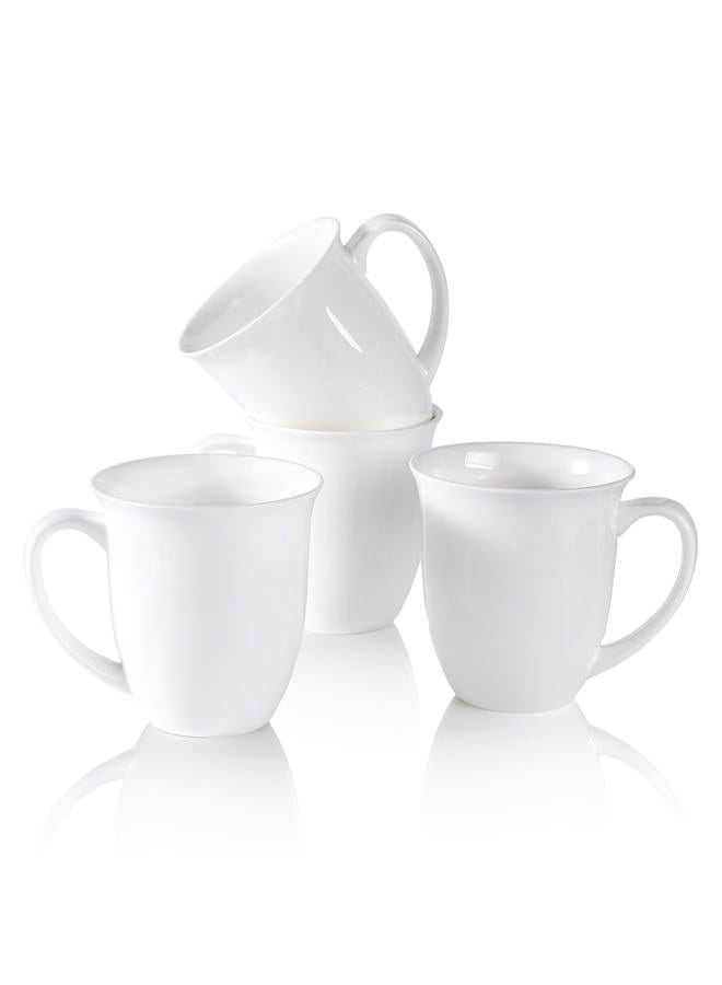 COSTMANCE Fine Bone China Coffee Mugs Set of 4, 13 Oz White Tea Cups with Outwardly Tilted Rim, Wide Mouth Lightweight Ceramic Coffee Mugs, DIY Gifts for Coffee & Tea Lovers - Image 1