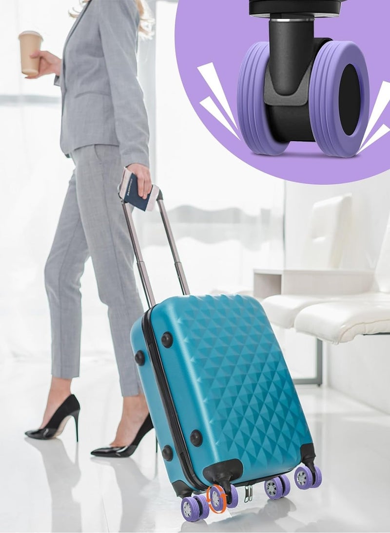 Pack of 58 Suitcase Wheels Cover and Picture, Silicone Suitcase Wheel Cove, Carry on Luggage Wheels Silent Protection Cover for most 8-spinner Wheels Luggage Sets (Purple 8 Pack+50pcs picture)  - Image 4