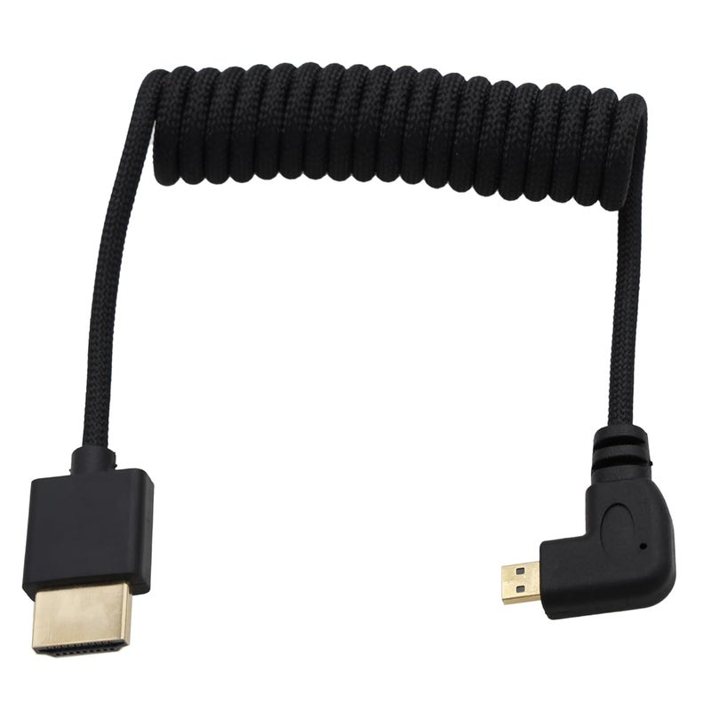 كابل مرن من Micro-HDMI إلى HDMI 4K60 8K لـ ATOMOS Ninja V Ultra، Sony ZV-E10 A7C A7R4 A6700، Canon R6II R5C R10، Lumix S5 S9 G100، Fujifilm X-T50، بربطانة سوداء ملفوف 30 سم - Image 1