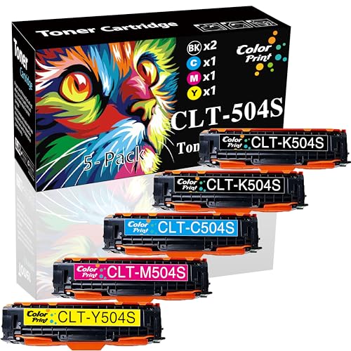 Color Print Compatible 504s Toner Cartridge Replacement for Samsung CLT-504S Toner CLT504S CLTK504S CLTM504S CLTC504S CLTY504S for CLP-415NW CLP-475 CLP-4195FW Xpress C1810W C1860FW (2BCMY,5-Pack) - Image 1