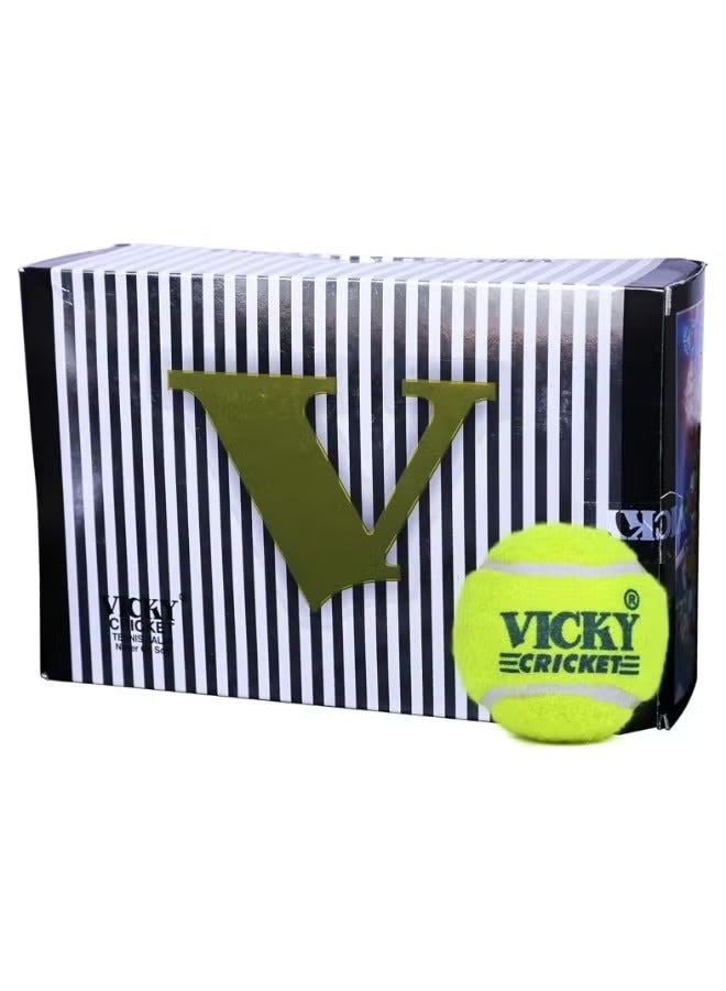 VICKY Cricket Ball Tennis Heavy Pack Of 6 Yellow Color - Image 1