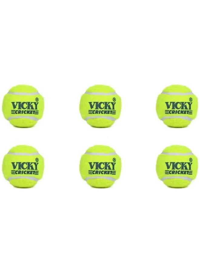 VICKY Cricket Ball Tennis Heavy Pack Of 6 Yellow Color - Image 2