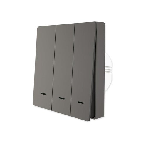 مفتاح إضاءة ذكي جداري MOES ZigBee - 3 مفاتيح، رمادي