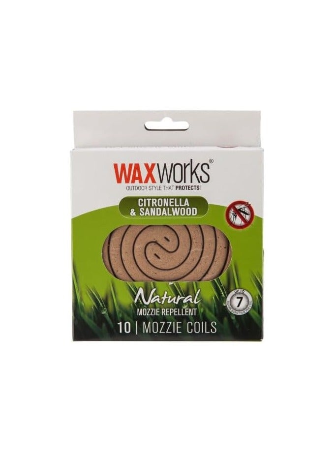 Waxworks Citronella & Sandalwood Mosquito Repellent Coils 10 Pack – Natural Insect Repellent Coils with 7 Hour Burn Time for Outdoor Patio, Garden, Camping & Home Protection - Image 2