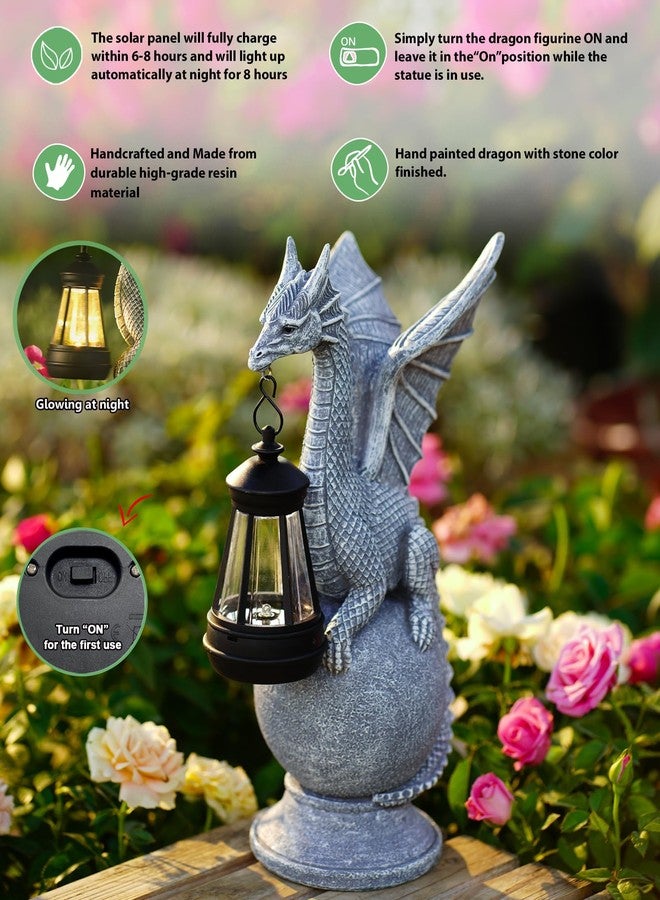 Qeeman Dragon on Ball with Solar Lantern Statues: Garden Decor Outdoor Decorations Art Figurine for Patio Balcony Yard Lawn - Image 4