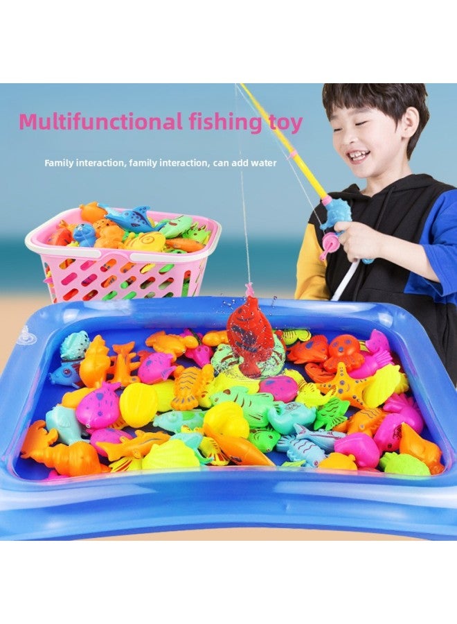 Simulation Magnetic Fishing Toys Children's Educational Magnetic Force Rod Fishing Rod Rod Telescopic Fish Pool Stall Fishing Rod Set-Specifications:Open Window Color Box Fishing 778-10 - Image 3