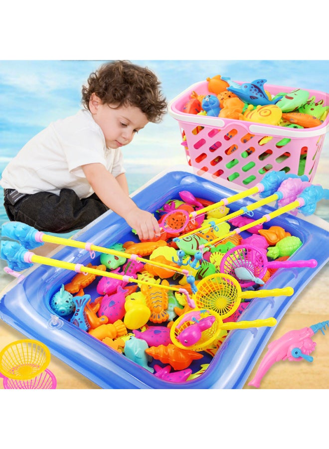 Simulation Magnetic Fishing Toys Children's Educational Magnetic Force Rod Fishing Rod Rod Telescopic Fish Pool Stall Fishing Rod Set-Specifications:Open Window Color Box Fishing 778-10 - Image 2