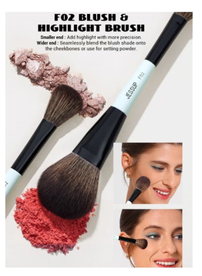 Jessup Face Makeup Brush 3-piece Makeup Brush for Basic Contour Blush Highlights and Concealer Brushes, High Quality Synthetic Brush Kit T503 - Image 4