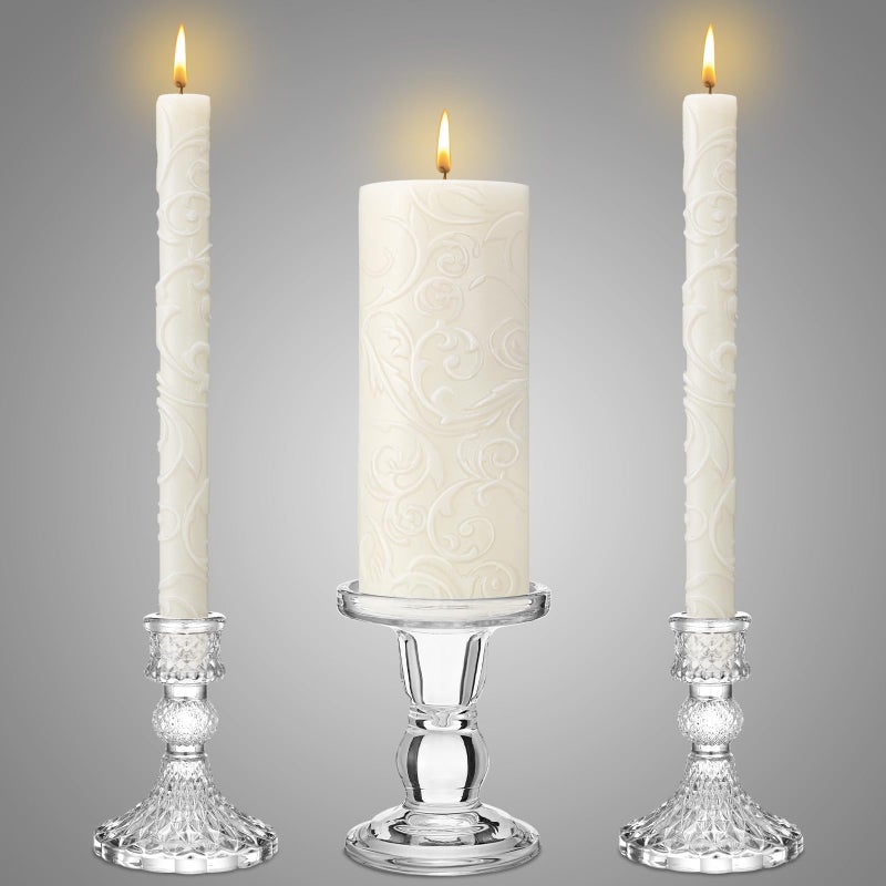 Irenare Unity Candles with Holder for Wedding Ceremony Wedding Decortions Accessories Glass Candle Holder Pillar Candle for Formal Events Church Delicate - Image 2