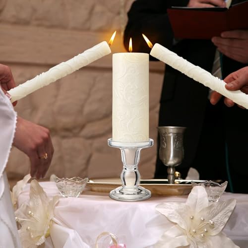 Irenare Unity Candles with Holder for Wedding Ceremony Wedding Decortions Accessories Glass Candle Holder Pillar Candle for Formal Events Church Delicate - Image 3