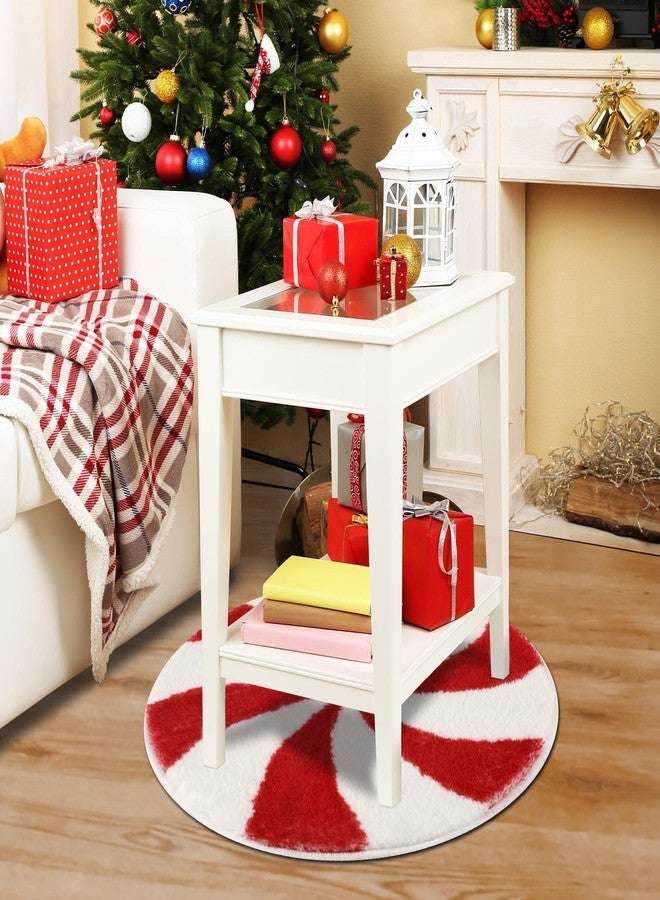 FEBSNOW Christmas Bathroom Rugs Decor, Christmas Candy Winter Round Rug Bath Mat, 22Inch Non Slip Absorbent Carpets Doormat with Backing Washable for Tub Living Dining Holiday Bedroom Nursery - Image 5